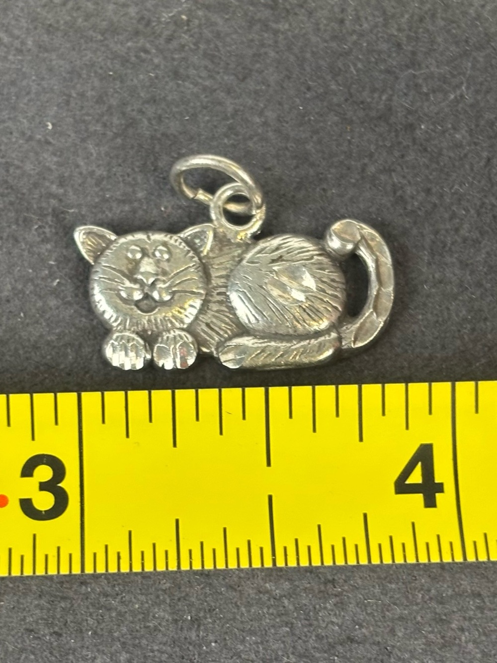 Vintage Sterling Silver 925 Smiling Cat Charm Pendant